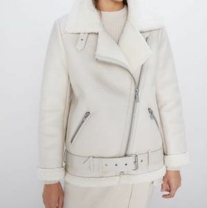 Zara aviator jacket ecru